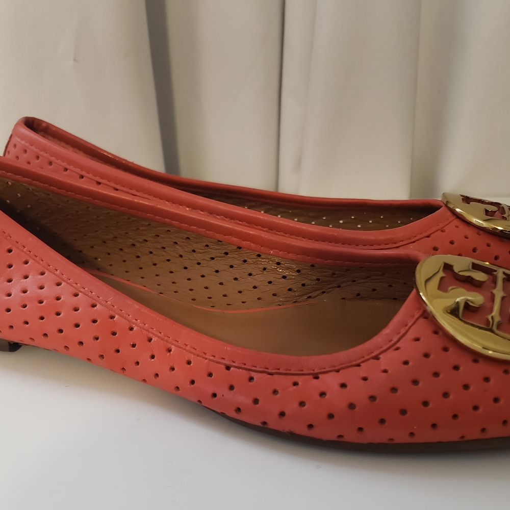 Tory Burch Coral Perforated Ballet Flats